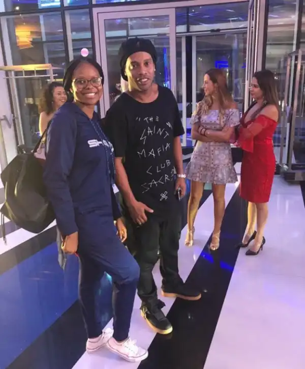 Actress, Zainab Balogun Meets Brazilian Legend, Ronaldinho (Picture)